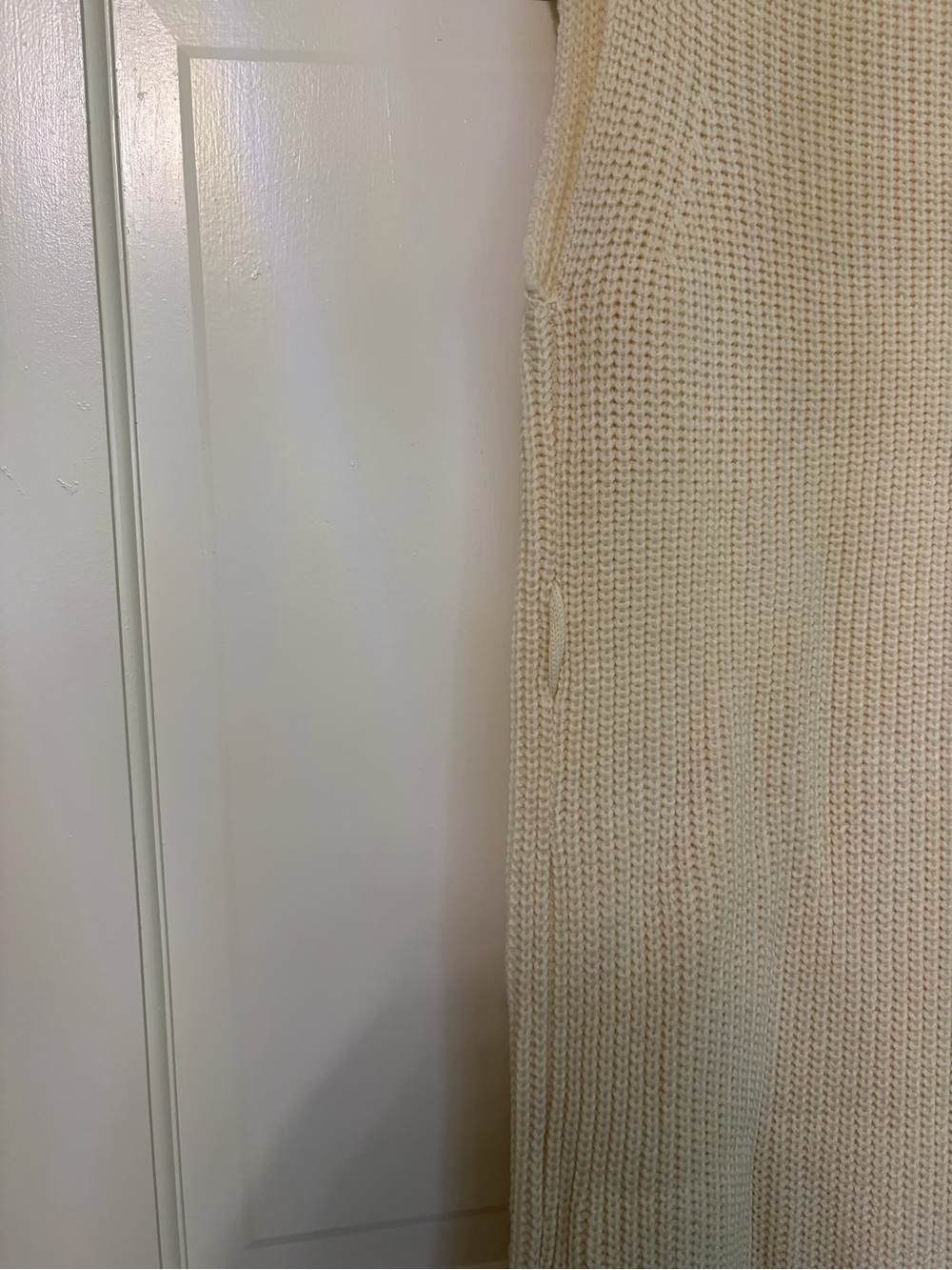 Cream Sleeveless Knit Belted Midi Dress - Picture 6 of 7